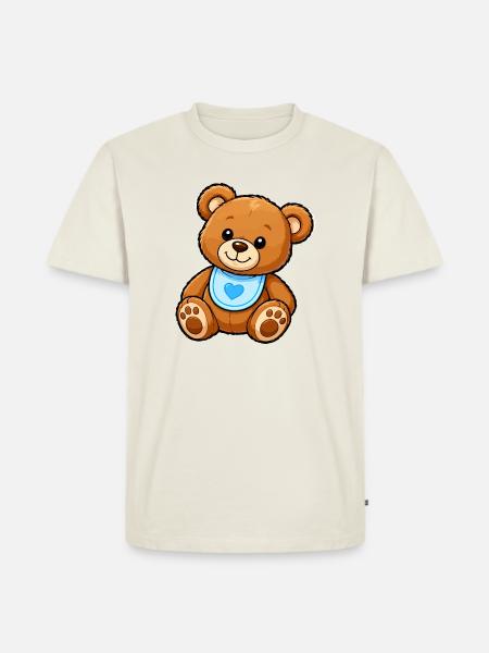 Herzblatt Teddy Plüschmotiv - Männer Premium Bio T-Shirt - Naturweiß