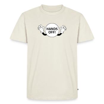Avertissement mains off / Don't Touch - T-shirt Premium bio Homme - blanc cassé - Devant - Nico (187cm)