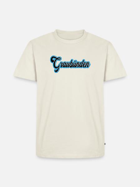 Graubünden Script with Blue Outline - Men's Premium Organic T-Shirt - off white