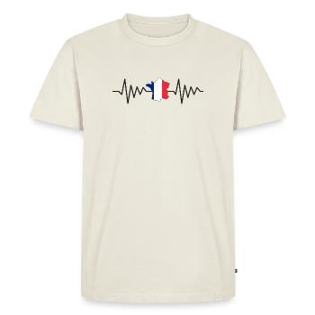 Pulsation Tricolore France - Drapeau France - T-shirt Premium bio Homme - blanc cassé - Devant - Nico (187cm)