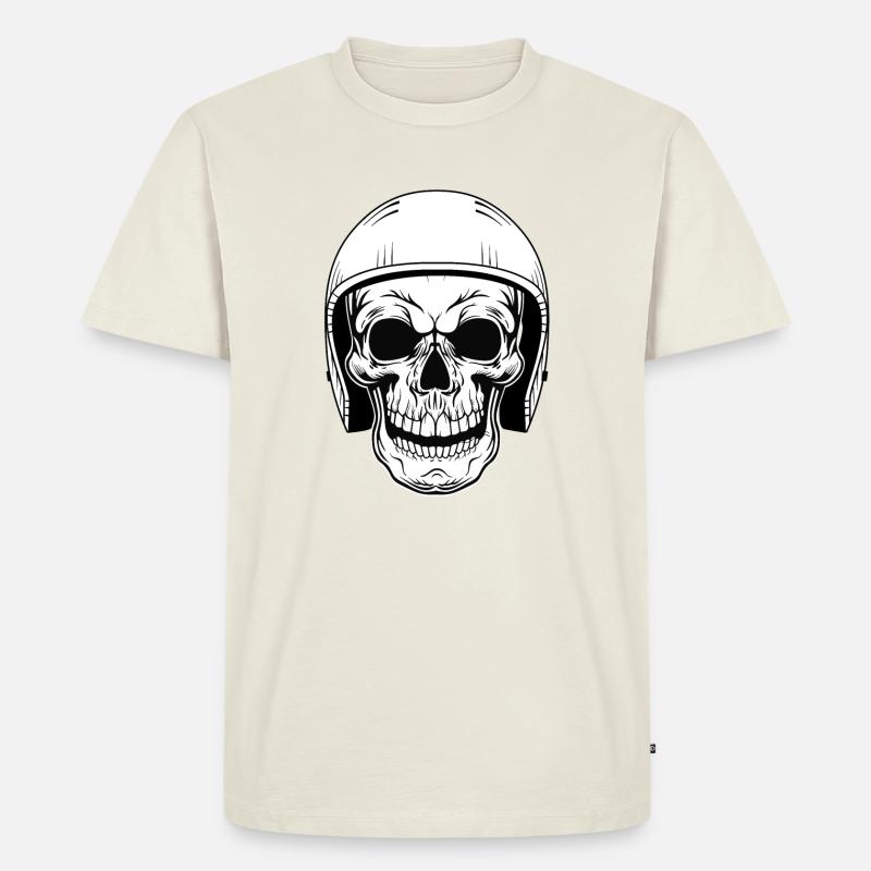 BIKER SCHÄDEL - Männer Premium Bio T-Shirt - Naturweiß