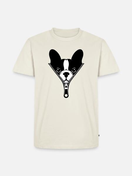 French Bulldog in a Zipper - Men's Premium Organic T-Shirt - off white