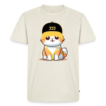 Chat swag - chat cool - T-shirt Premium bio Homme - blanc cassé - Devant - Nico (187cm)