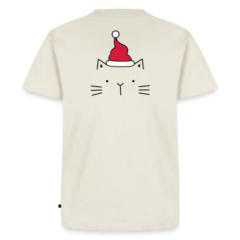 Cat Santa Claus Christmas hat Christmas - Men's Premium Organic T-Shirt - off white - Back - Nico (187cm)