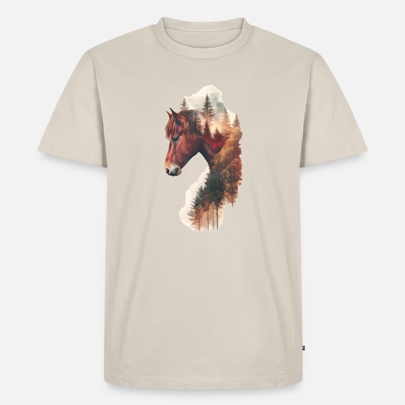 Pferd - Männer Premium Bio T-Shirt - Beige