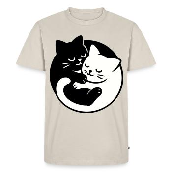 Chats Yin-Yang - T-shirt Premium bio Homme - beige - Devant - AI Model Male 185 dark (185cm)