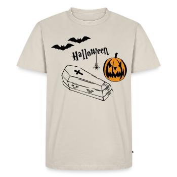 Silhouette de citrouille d’Halloween - T-shirt Premium bio Homme - beige - Devant - AI Model Male 185 dark (185cm)
