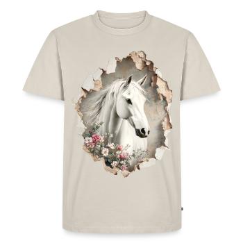 Fleurs de cheval - T-shirt Premium bio Homme - beige - Devant - AI Model Male 185 dark (185cm)