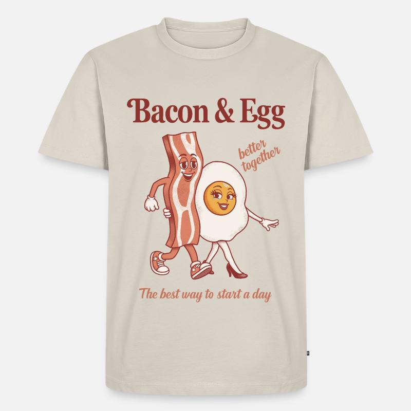 Bacon and Egg: Perfektes Duo - Männer Premium Bio T-Shirt - Beige