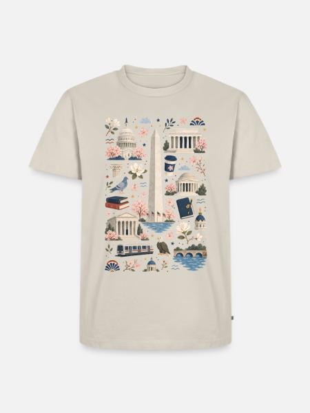 Washington D.C. | Monumente & Kirschblüten - Männer Premium Bio T-Shirt - Beige