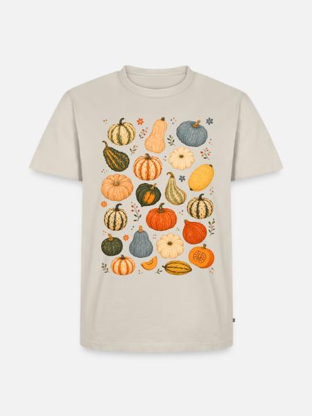 Kürbissorten | Herbst & Ernte - Männer Premium Bio T-Shirt - Beige