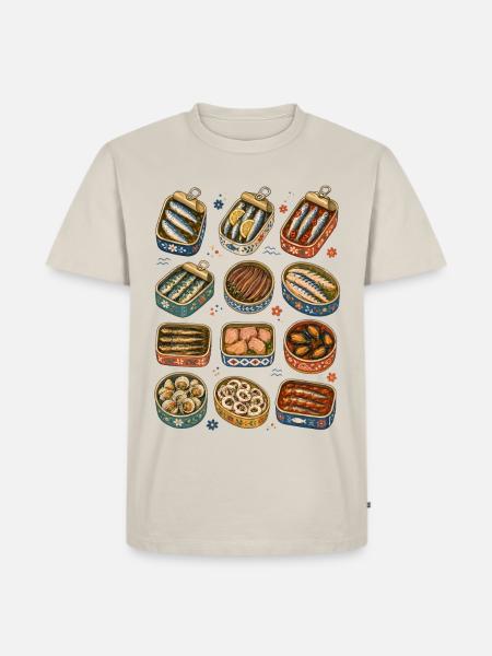 Fischkonserven | Sardinen & Meeresküche - Männer Premium Bio T-Shirt - Beige