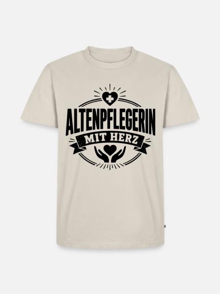 Altenpflegerin mit Herz - Männer Premium Bio T-Shirt - Beige