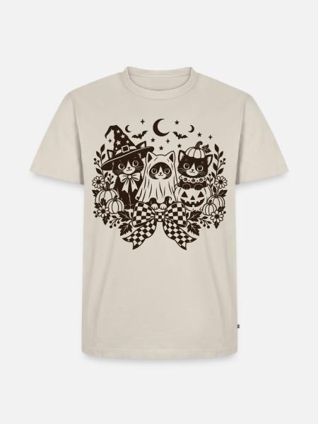 Halloween Katzen - Männer Premium Bio T-Shirt - Beige