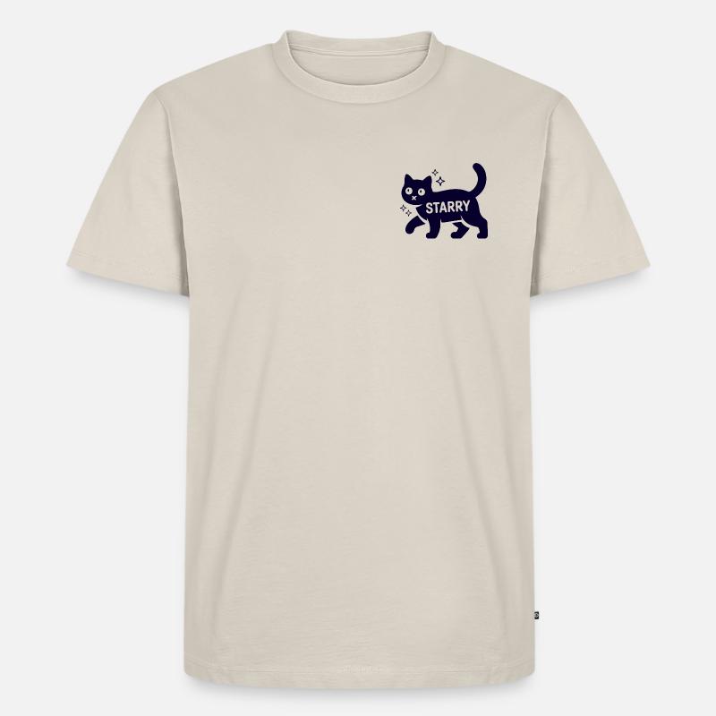 Samtpfote Starry Lustig Monochrom Katze - Männer Premium Bio T-Shirt - Beige
