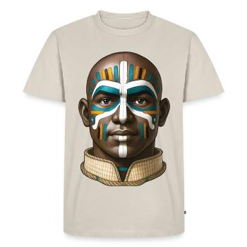 TRIBAL MAN - nice people - Men's Premium Organic T-Shirt - beige - Front - AI Model Male 185 dark (185cm)