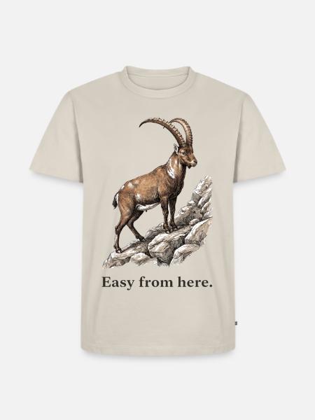 Steinbock Ab hier gemütlich - Männer Premium Bio T-Shirt - Beige