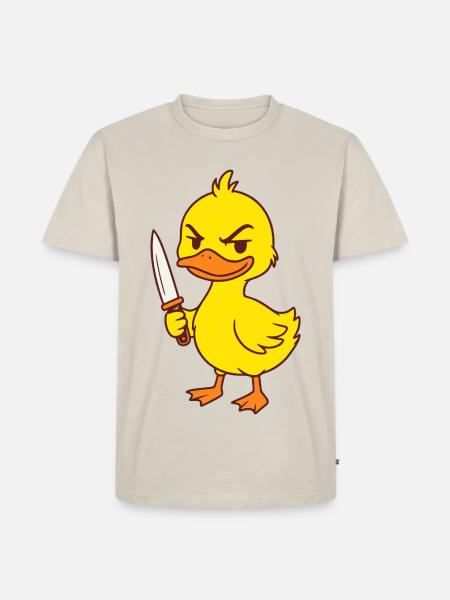 Baby Ente mit Messer - Männer Premium Bio T-Shirt - Beige