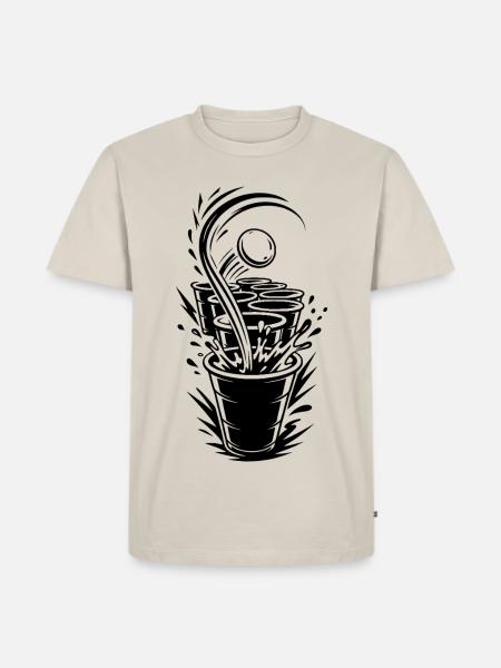 Beer Pong - Männer Premium Bio T-Shirt - Beige