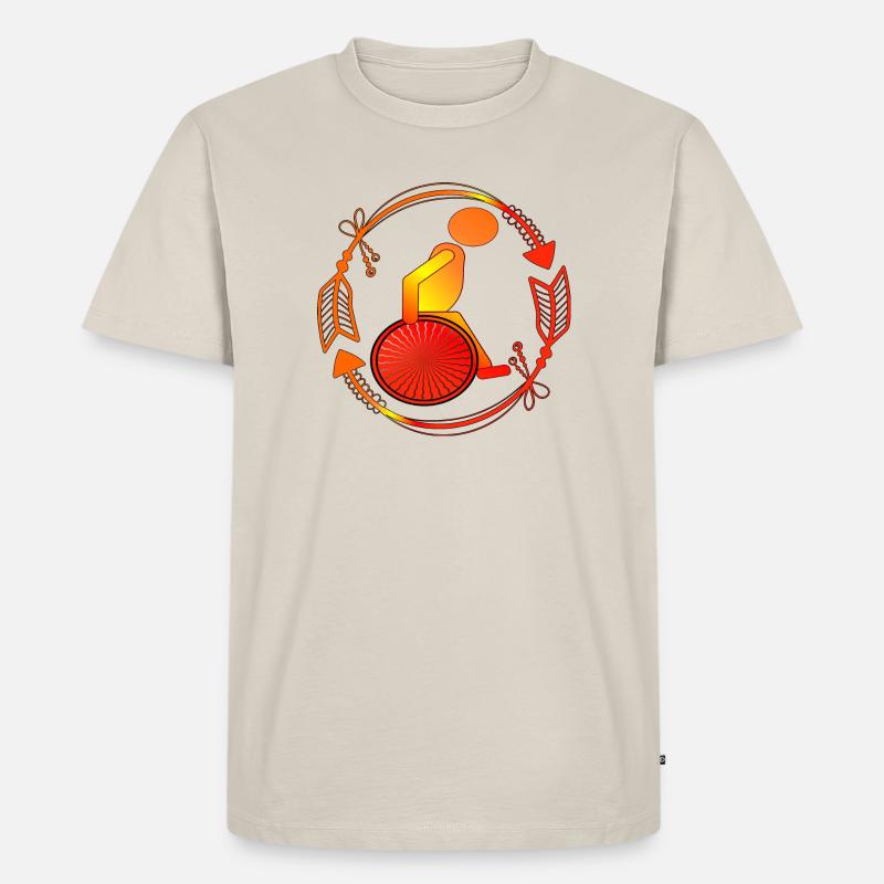 Rollstuhllfahrer Gehbehinderung ROLLSTUHL - Männer Premium Bio T-Shirt - Beige