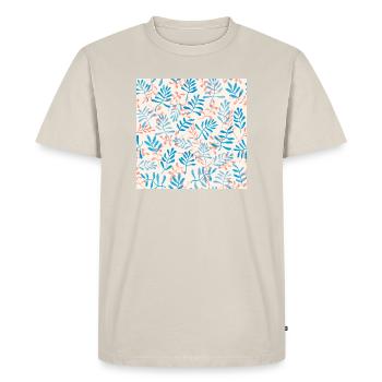Conception de branches bleues et corail - T-shirt Premium bio Homme - beige - Devant - AI Model Male 185 dark (185cm)