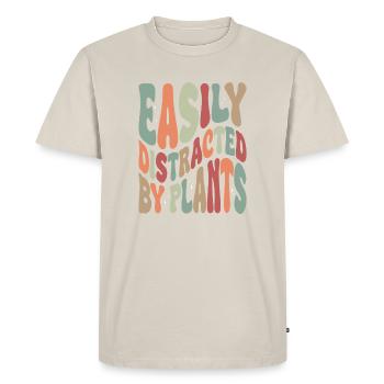 Facilement distrait par les plantes vintage - T-shirt Premium bio Homme - beige - Devant - AI Model Male 185 dark (185cm)
