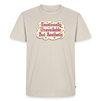 Esthétique rétro émotionnellement indisponible - T-shirt Premium bio Homme - beige - Devant - AI Model Male 185 dark (185cm)