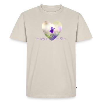 Flower Heart Violets in Pastel Light Garden Flowers - Men's Premium Organic T-Shirt - beige - Front - AI Model Male 185 dark (185cm)