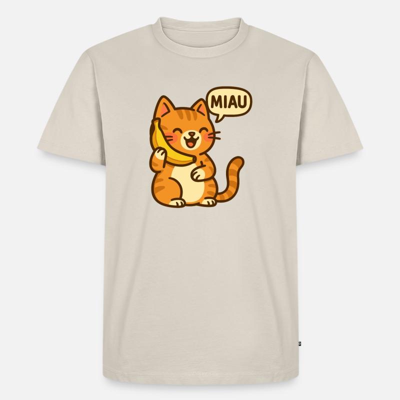 Telefonierende Katze - Männer Premium Bio T-Shirt - Beige