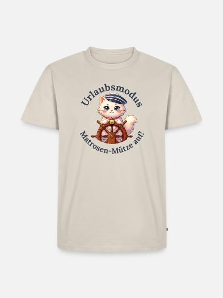 Urlaubsmodus: Matrosen-Mütze auf - Männer Premium Bio T-Shirt - Beige