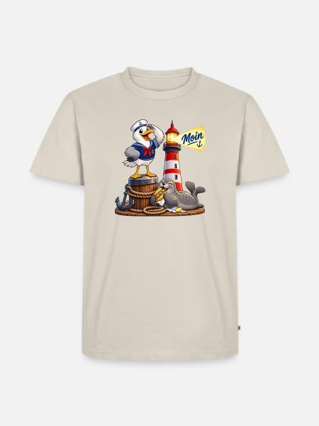 Moin - Freunde Seemöwe Seehund - Männer Premium Bio T-Shirt - Beige