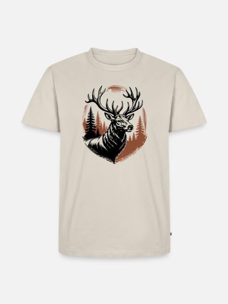 Hirsch - Männer Premium Bio T-Shirt - Beige