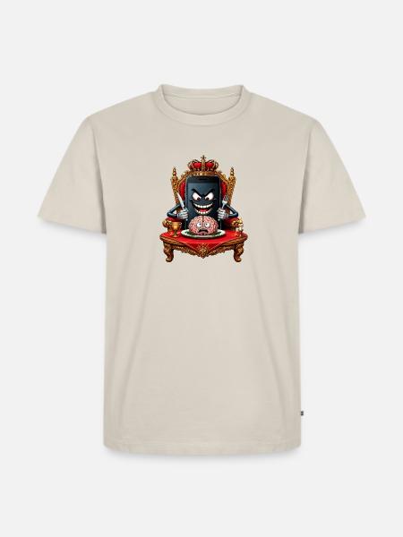 King Gehirnfressend Smartphone - Männer Premium Bio T-Shirt - Beige