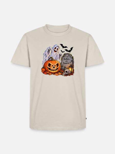 Süßes oder Saures Halloween - Männer Premium Bio T-Shirt - Beige
