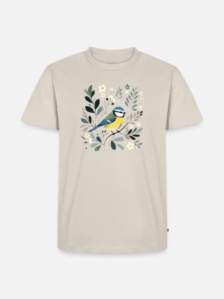 Kleine Blaumeise - Männer Premium Bio T-Shirt - Beige