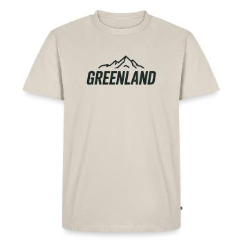 Greenland Badge - Greenland / Grønland  - Men's Premium Organic T-Shirt - beige - Front - AI Model Male 185 dark (185cm)