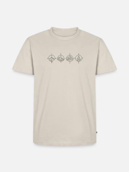 Elemente Erde, Wasser, Luft und Feuer - Männer Premium Bio T-Shirt - Beige