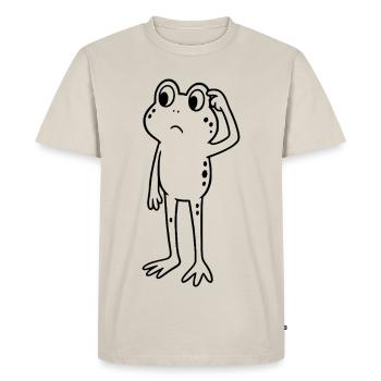 Frosch grübeln überlegen - Männer Premium Bio T-Shirt - Beige - Vorne - AI Model Male 185 dark (185cm)