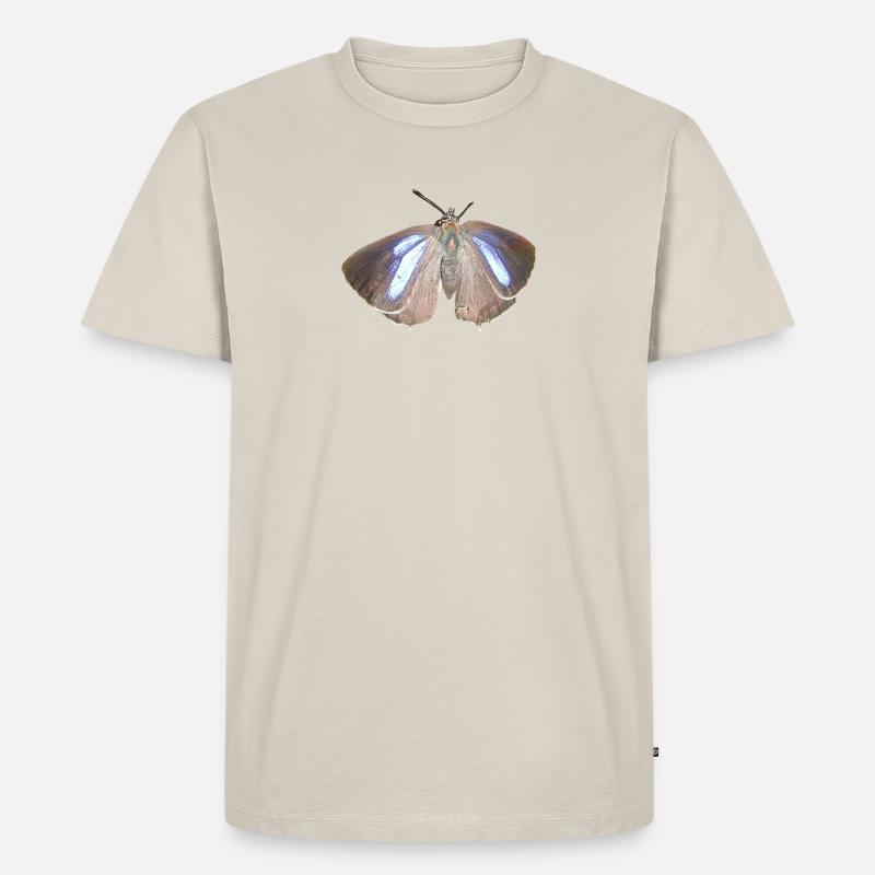 Blauer Eichen-Zipfelfalter - Männer Premium Bio T-Shirt - Beige