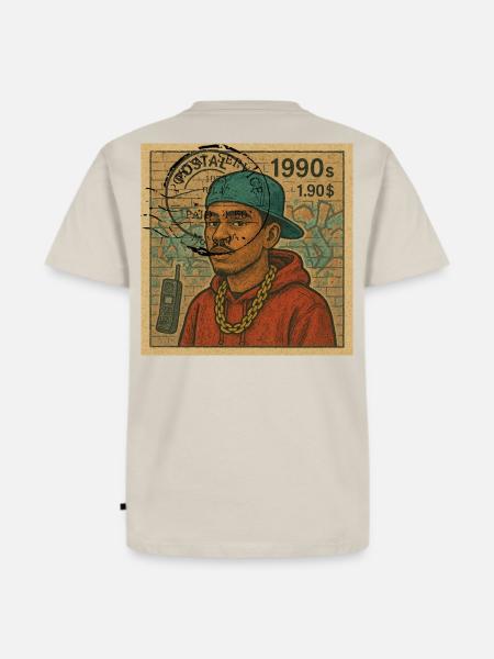 POSTSTEMPELJAHR 1990 - Männer Premium Bio T-Shirt - Beige
