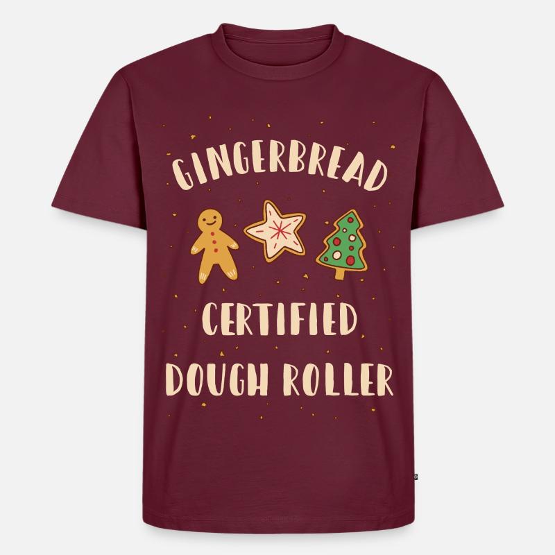 Gingerbread Dough Roller - Weihnachten backen - Männer Premium Bio T-Shirt - Burgunderrot