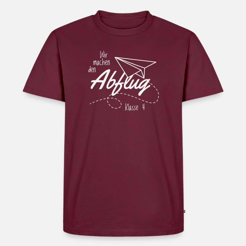 Abschlussshirt Grundschule Abflug - Männer Premium Bio T-Shirt - Burgunderrot