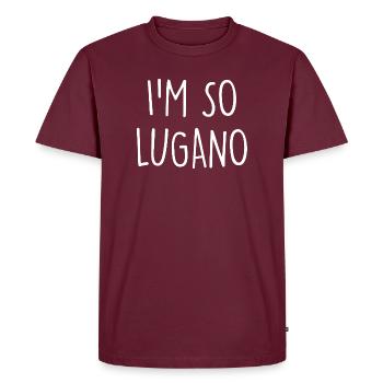 Lugano, Suisse, Schweiz - T-shirt Premium bio Homme - bourgogne - Devant - AI Model Male 185 light (185cm)
