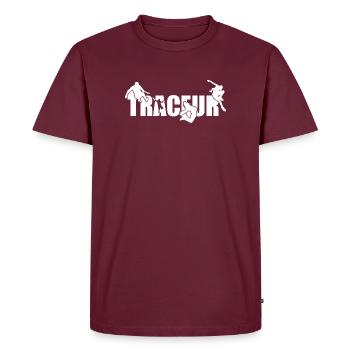Parkour Traceur blanc - T-shirt Premium bio Homme - bourgogne - Devant - AI Model Male 185 light (185cm)