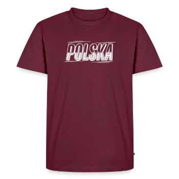 Polska Outline Font Design - Men's Premium Organic T-Shirt - burgundy - Front - AI Model Male 185 light (185cm)