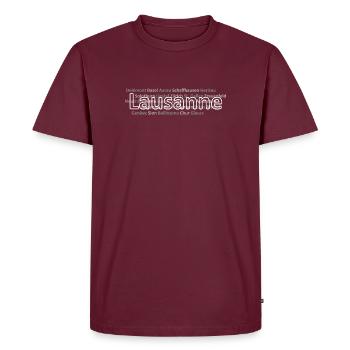 Villes suisses de Lausanne - T-shirt Premium bio Homme - bourgogne - Devant - AI Model Male 185 light (185cm)