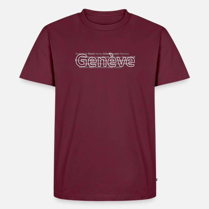 Schweizer Städte Genève - Männer Premium Bio T-Shirt - Burgunderrot