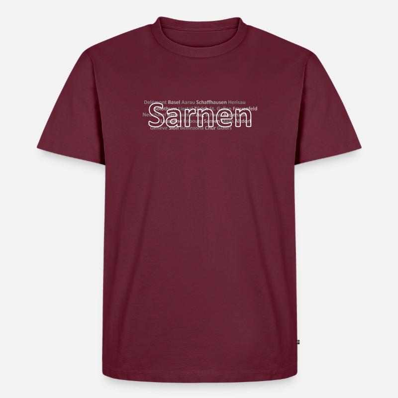 Schweizer Städte Sarnen - Männer Premium Bio T-Shirt - Burgunderrot