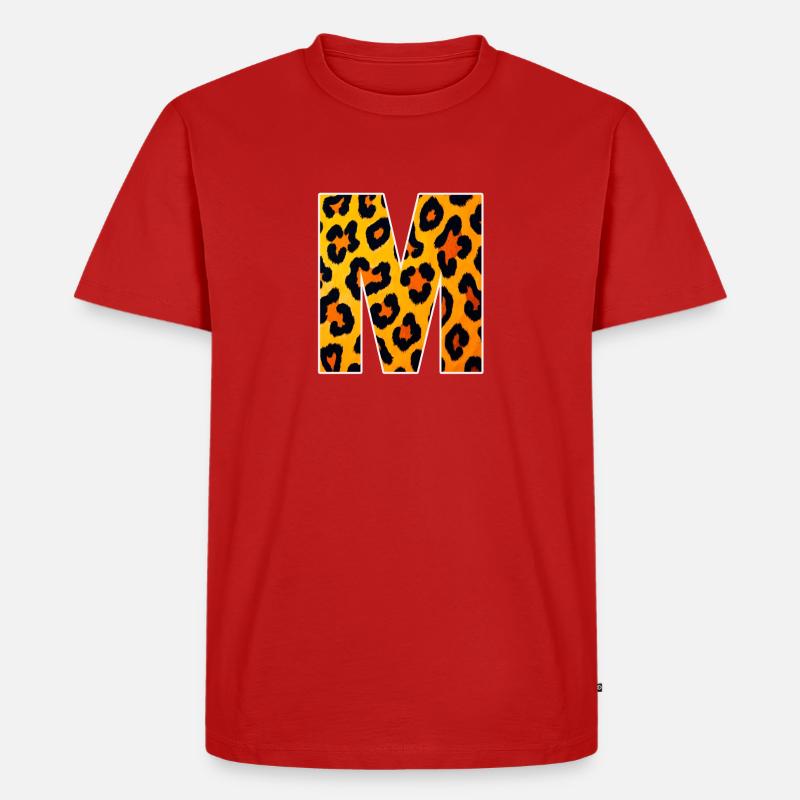 Leopard M-bokstaven - Ekologisk premium-T-shirt herr - röd