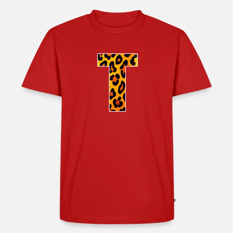 Leopard_Buchstabenmuster_-_T - Männer Premium Bio T-Shirt - Rot